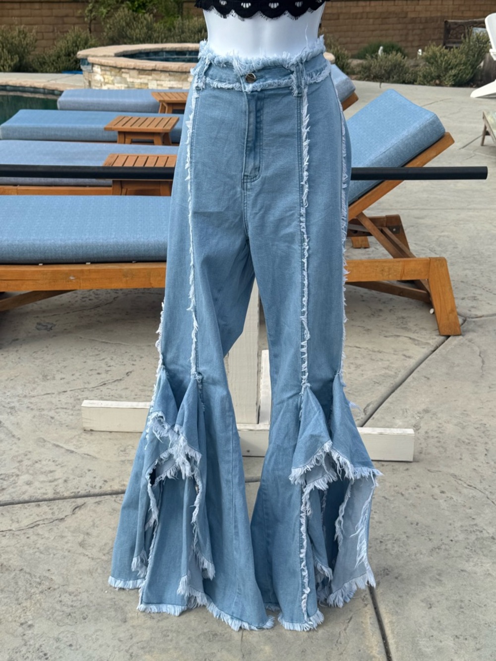 Finesse Light Blue Distressed Flared Jeans - Women